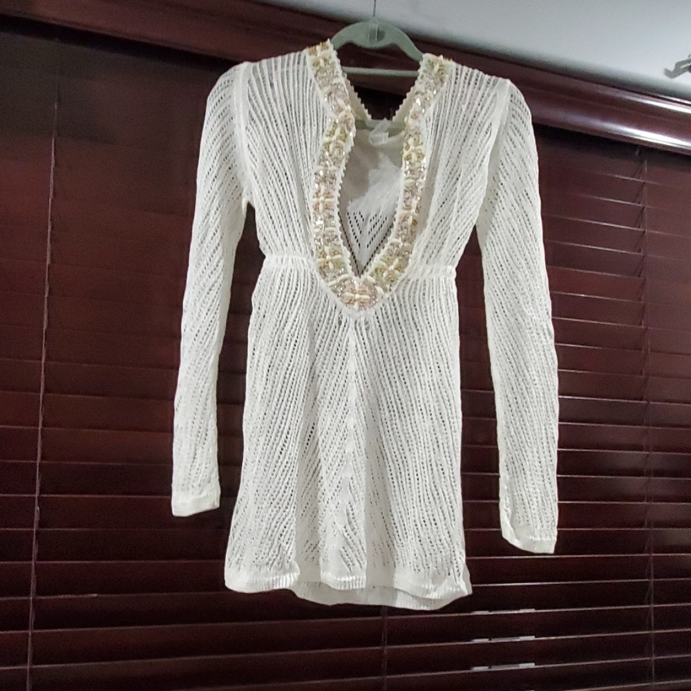 Embrioded bathing suit cover up